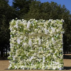 सुंदर 3 डी उच्च सिमुलेशन कृत्रिम फूल की दीवार के साथ शादी की सजावट और होटल सेटिंग के लिए स्थायी फूलों की दीवार - Product Image 5