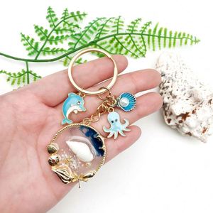 Customized Gifts Ocean Series Digital Voice Recording Keychain Creative Beach Design Starfish Oil Drop Alloy Silver Plating - Product Image 3