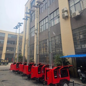 4*250W 7M telescopic เครื่องกำเนิดไฟฟ้า7.5kW เสาไฟเคลื่อนที่
