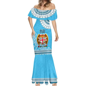 Polynesian Tribe <strong>Custom</strong> Fiji Mermaid Maxi <strong>Dress</strong> Melanesian Festival Women Elegant Off Shoulder Tight Sexy <strong>Dress</strong> - Product Image 3
