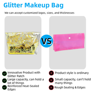 Bolsa de Cosméticos Transparente de PVC con Purpurina de Estrellas, Bolsa de Cosméticos de Viaje de Gran Capacidad y Alta Calidad con Botón, Puede Guardar Productos para el Cuidado de la Piel - Product Image 5