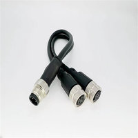 Connecteur aviation M12 DC en Y à trois voies avec 1 port mâle et 2 ports femelles, 4 ou 5 cœurs, protection IP67