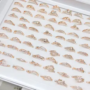 Bagues en diamant à prix d'usine, différents Styles, bagues pour femmes, couleur or, bagues en alliage, bijoux, cadeau - Product Image 1