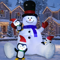 Décorations de Noël gonflables d'extérieur, bonhomme de neige et trois pingouins, lumières LED, imperméables, durables, 7,8 pieds de haut, polyester 190T