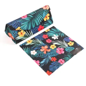 Digital Printing cloth Foldable Folding Triangle Sunglasses Glasses Case Storge Box With Low Moq Wholesale Customized