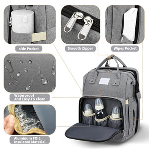 Großhandel funktionelle Neugeborene faltbare Betttasche Hülle Nappy Mommy wasserdichter Mummy <span class=keywords><strong>Baby</strong></span> Windel-Rucksack mit Wickelstation - Product Image 3