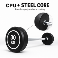 Barre d'haltères à poids fixe CPU 10-50 kg, barre en acier recouverte de PU et moletée pour la musculation des biceps à domicile