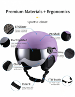 Casque de ski pour adultes CE EN 1077, casque de snowboard, anti-buée, lentille amovible, 7 aérations, pour adultes, ski et snowboard d'hiver