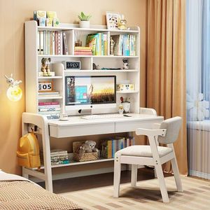 <b>Solid</b> <b>Wood</b> Study <b>Desk</b> With Bookshelf 80-140cm Height Adjustable For Student Home Office Reading Storage - Product Image 3