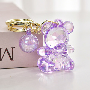 Porte-clés Ours Transparent en Acrylique, Pendentif Ours en Cristal Coloré, Accessoires pour Sacs, pour Machine à Griffes et Boîte Mystère - Product Image 5