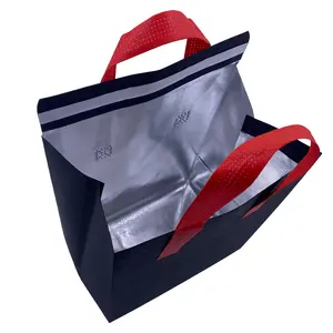 XYX Red Picnic Cooler Lunch Insulated Bag Non-Woven Thermal Insulation Aluminum Food Custom Insulated Shopping Delivery Bag