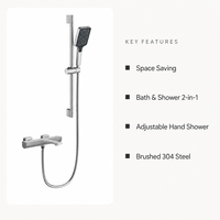 Ensemble de mitigeur de bain et de douche en acier inoxydable 304 pour hôtel, sans plomb, avec douchette à main et barre coulissante