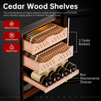 CIGARLOONG Cave à cigares Refroidisseur à température constante Contrôle de l'humidité, étagères en bois de cèdre 50L Armoire à cigares et armoire à vin