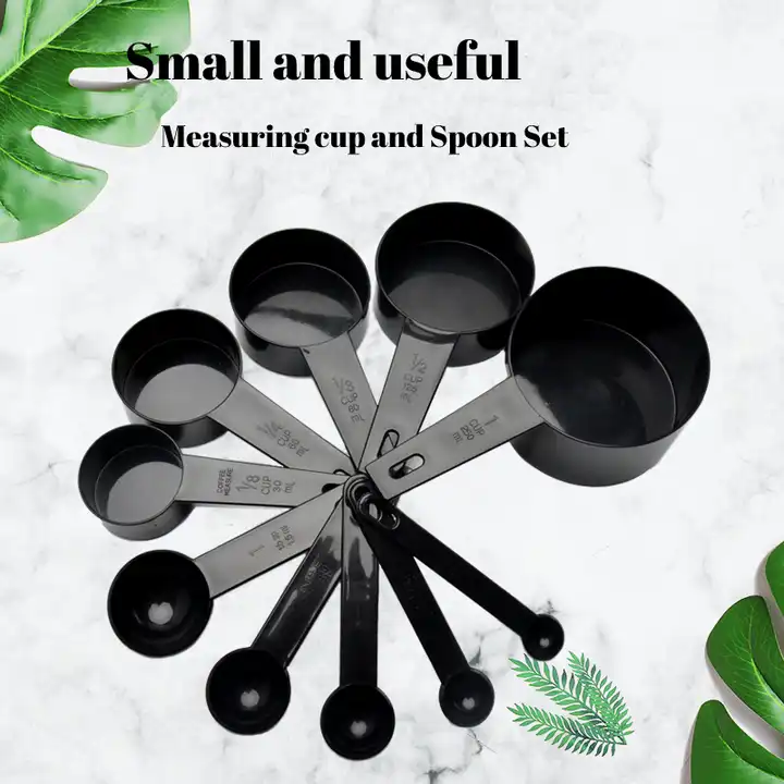 10pcs/set Kitchen Cook Black Plastic Teaspoon Scoop Measuring