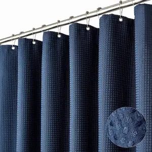 22 Colors Waffle Shower Curtain Waterproof Heavy Duty Fabric Shower Curtain Waffle Weave Hotel Quality Bathroom Shower Curtains