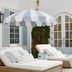 BR Patio muebles al aire libre Pagoda California paraguas 8,5 pies, protección UV exterior cubierta junto a la piscina Patio tumbona Mesa sombrilla - Product Image 1