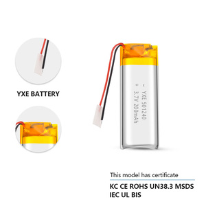OEM/ODM 3,7/200mAh 501240 Micro Pouch Batería de polímero de litio para electrónica de consumo Batería de iones de litio recargable - Product Image 4