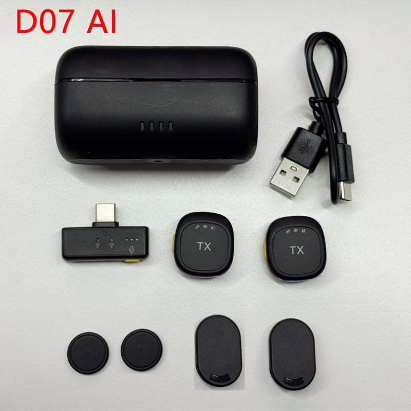 สีดำ (D07คู่ไมโครโฟน + ชนิด C)