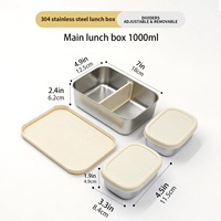Nouvelle arrivée, boîte à lunch en acier inoxydable anti-fuite, compartiment divisé, empilable, boîte à lunch en métal, boîte à lunch portable pour enfants