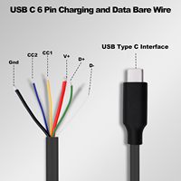 Cable USB Tipo-C de 4, 5 y 6 Pines, Conector Macho USB C a Cable de Alimentación de 4, 5 y 6 Hilos con Extremos Abiertos, 2A 5A, Cable de Datos CC1 CC2