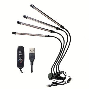 Luz LED de Crecimiento para Plantas de Interior con Carga USB, Jardín Inteligente, Multi-Cabezal Ajustable, Espectro Completo, 3 Modos, Rojo y Azul, con Clip - Product Image 2
