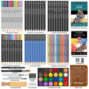 KALOUR Nouveau produit assorti de 108 crayons à <span class=keywords><strong>dessin</strong></span> et à croquis, crayons de <span class=keywords><strong>couleur</strong></span>, ensemble de <span class=keywords><strong>dessin</strong></span> dans un étui à fermeture éclair en nylon - Product Image 2