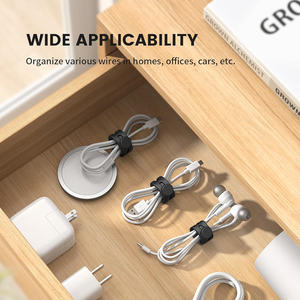 Nuevas Bridas Reutilizables de Silicona Ajustables Organizador de Cables Soporte para <span class=keywords><strong>Cable</strong></span> de Cargador Gestión de Cables de Auriculares 130 mm - Product Image 4