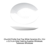 Plateau de service ovale 25 × 19,4 cm H 3,2 cm en céramique blanche Churchill Whor10