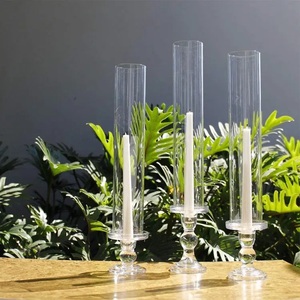 Portacandele <span class=keywords><strong>in</strong></span> <span class=keywords><strong>Vetro</strong></span> Hurricane Fatto a Mano, Cilindrico con 2 Estremità Aperte, Trasparente e Resistente al Calore, Decorazione per la Casa - Product Image 1