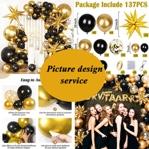 Gold Weiß Geburtstags feier Luftballons Dunkelblau Baby Shower Party Dekorationen für Weihnachten Tisch dekoration für Party Hintergrund - Product Image 6
