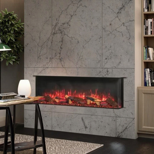 Cheminée électrique moderne Flamme 7 couleurs Vue sur trois côtés <span class=keywords><strong>D</strong></span>écoration intérieure chauffée au feu pour usage domestique Insertion facile en métal - Product Image 1