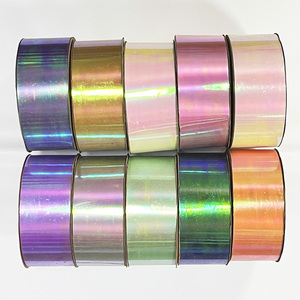 Cinta de PP suave con estampado metálico Prismflow, cinta de plástico para regalo, para envolver flores, embalaje y decoración - Product Image 1