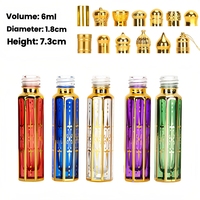 Flacon compte-gouttes vide en verre haut de gamme 6 ml, mince, octogonal, électroplaqué, pour huiles essentielles et massage