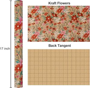 <b>Red</b> flowered kraft <b>paper</b> with cut edges suitable for packaging gifts for mothers friends or for baby shower Customizable - Product Image 6