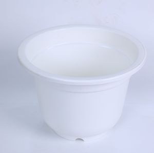 Pot de fleurs en plastique blanc personnalisé avec logo, en PP, durable, avec trou de drainage pour jardin domestique, taille 410 - Product Image 3