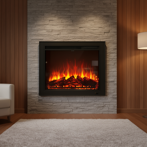 Chimenea Eléctrica Empotrable de 35 Pulgadas, Montaje en Pared, Llama Ajustable, Control Remoto, 750W/1500W, Doble Calefacción, Uso Doméstico - Product Image 2