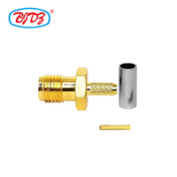 Prix usine plaqué or SMA femelle Jack à sertir pour RG174 RG316 LMR100 câble RF coaxial connecteurs coaxiaux en stock