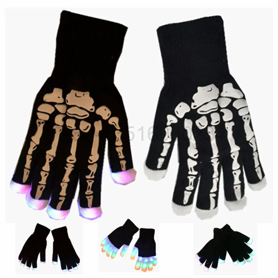 Halloween Party Darstellerhandschuhe Hände vollfinger Halloween Hände Skelettrahmen LED Licht UPP magische Handschuhe