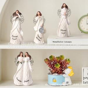 Figuras de Ángeles de Resina de la Serie Familiar, Decoración Artística para el Hogar y Escritorio, Adorno Artesanal - Product Image 1