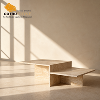 Table basse en travertin Cotrustone, pierre naturelle, finition mate, table centrale de luxe, meubles de salon