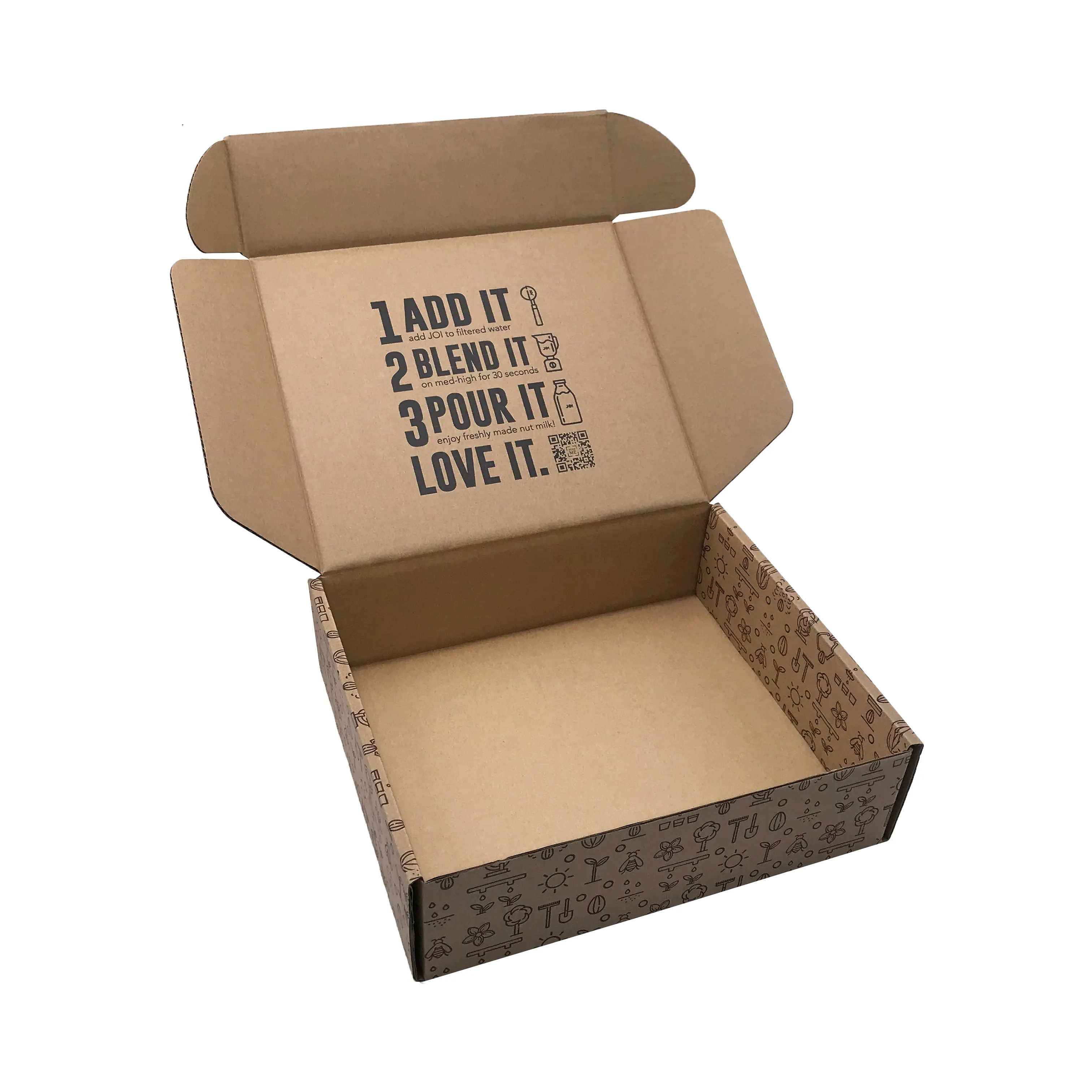 ई कॉमर्स इको फ्रेंडली ई-बांसुरी नालीदार कार्डबोर्ड बॉक्स कस्टम पैकेजिंग पुनर्नवीनीकरण बॉक्स फोल्डिंग मेलर शिपिंग बॉक्स
