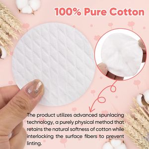 100% coton biologique rond hypoallergénique bambou démaquillant tampons pour le visage pur coton cosmétique coton tampons - Product Image 3