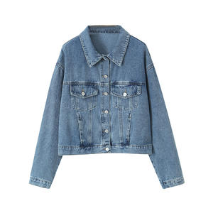 Veste en jean bleu clair à simple boutonnage Happy Hut, grande taille, manches longues, épaisseur moyenne, tissée, décontractée - Product Image 5