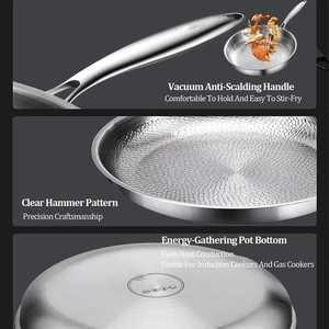 Non-coated Pure Titanium Eco-Friendly 28cm Frying <b>Pan</b> <b>Skillet</b> Fish Scale Hammer Pattern Gas Induction Cookers - Product Image 4