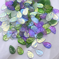 Paquete de 200 piezas de cuentas espaciadoras sueltas de cristal checo de 11x18mm, color metálico, forma de hoja, patrón de hojas verdes transparentes, dijes DIY de cristal