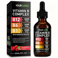 Complexe de vitamines B liquides en gouttes, saveur framboise, B1 B6 B12 méthylcobalamine, niacine, folate, soutien énergétique, cérébral, cardiaque et métabolique