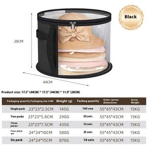Barril de almacenamiento de sombreros plegable de aluminio y tela, de forma rectangular, para sombreros de ala, apilable - Product Image 6