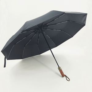 Parapluie automatique classique à 3 plis avec impression <span class=keywords><strong>de</strong></span> logo personnalisé pour cadeaux, vente en gros, offres promotionnelles, polyester, revêtement noir - Product Image 3