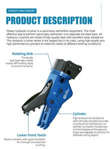 Accesorio para Excavadora, Pulverizador Hidráulico Giratorio para Triturar Ladrillos de Hormigón, Apto para Excavadoras de 20-30 Toneladas - Product Image 2