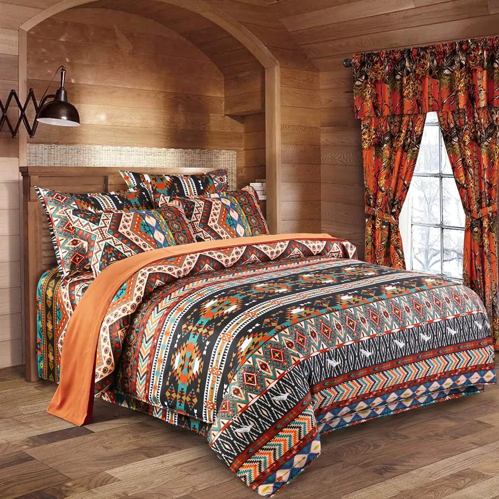 Southwestern Ethnic Aztec Comfy Soft Quilt Coverlet Twin Queen King Size Duvet Cover Pillowcase Set Bedding